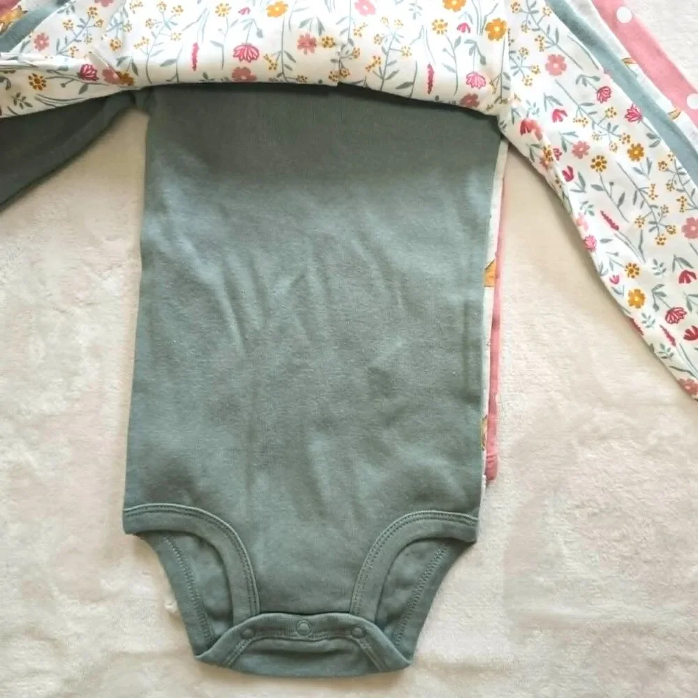Carter’s Baby Girl 4‑Piece Bodysuit Fox, Floral, Pink & Green Size 18 Months